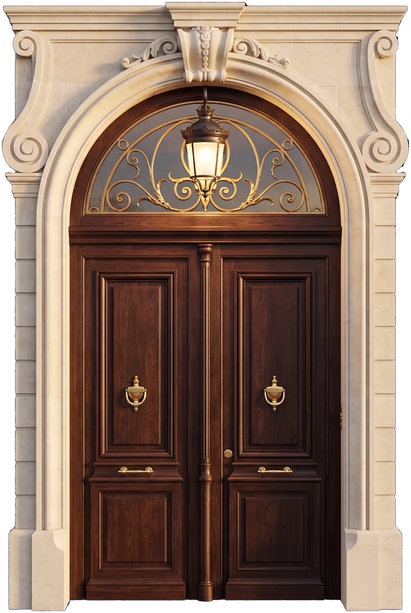 Porte cochère haussmannienne fermée sous sa lanterne — la protection du patrimoine